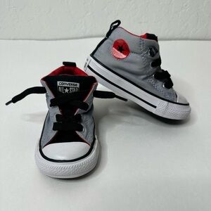 Converse Chuck Taylor All Star Mid Top Sneaker Infant Size 5 Gray Red Baby Shoes